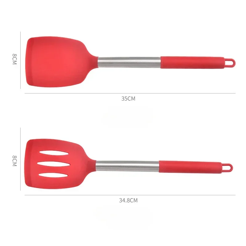 2 Pcs Silicone Cooking Shovel Kitchen Cooking Utensils Fried Egg Spatula Leakage Shovel Non-stick Cookware Kitchen Good Helper