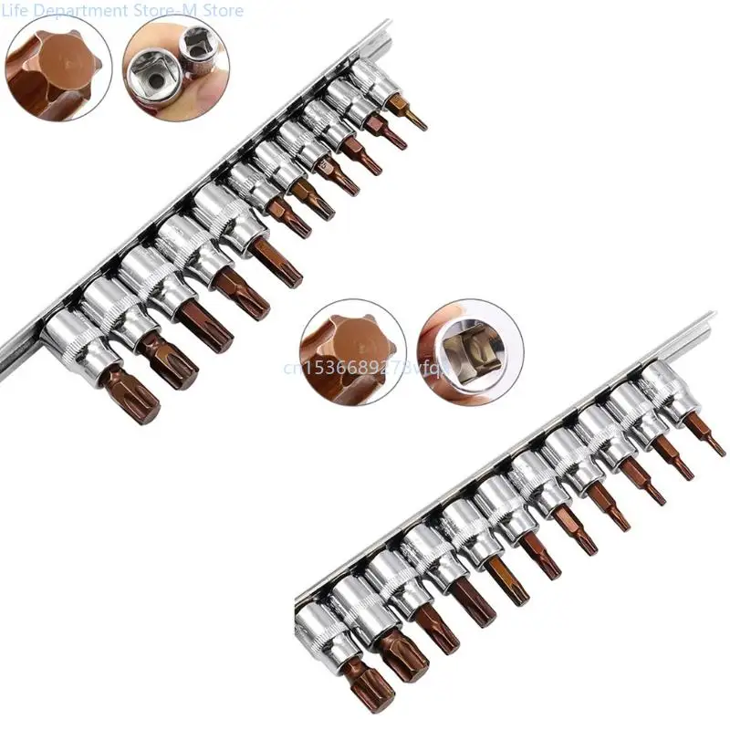 

Hexagonal Torx Bit Socket Vanadium Steel Wrenches Nut Driver Drill Bit Sleeve Tool Set Replacement Part
