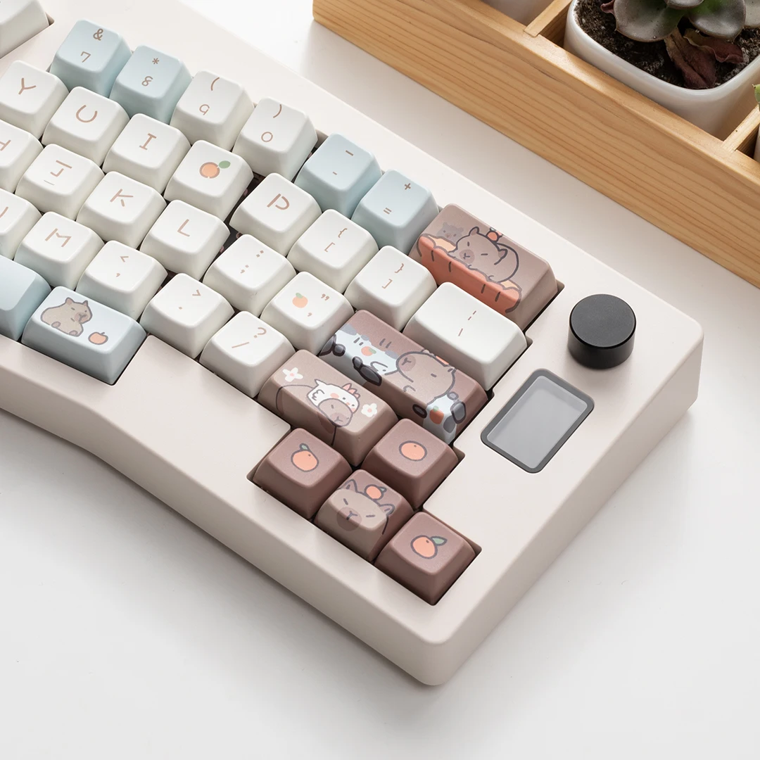 Echome-cartoon Capybara Keycap Pbt Sublimação de Corante Conjunto Completo Boné Animal Teclado Mda Perfil Keycap para Teclado Mecânico - Imagem 3