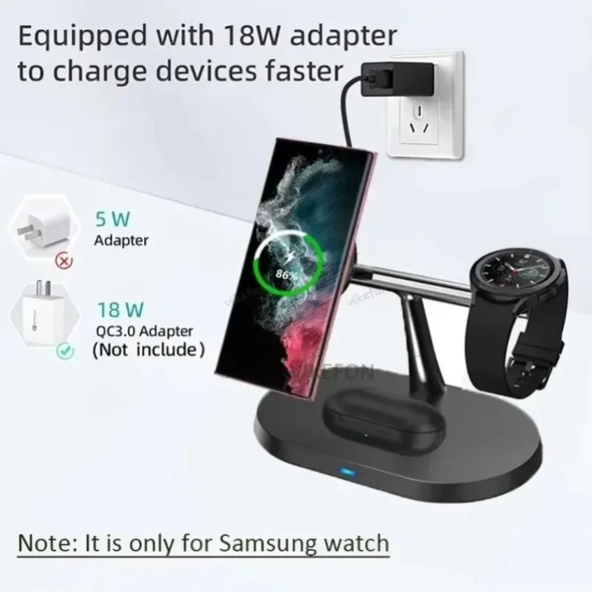 100W Magnetic Wireless Charger 3-IN-1 Stand Dock For Samsung S25 S24 S23 Galaxy Watch 7 6 5 4 3 2 Buds2/3/3 Pro Quick Charging