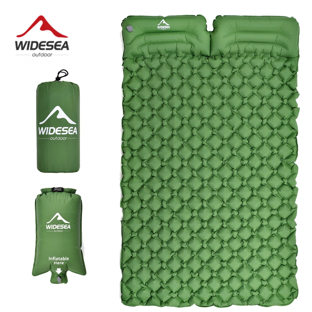 

Widesea Camping Double Inflatable Mattress Outdoor Sleeping Pad Bed Ultralight Folding Travel Air Mat Cushion Moistureproof