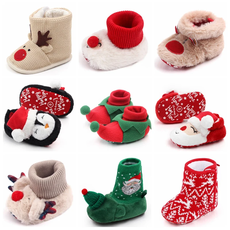 Winter Christmas Shoes Baby Prewalking Soft Cotton Cute Design Warm and Comfortable for Toddler Kids Party Shoes NewFashion