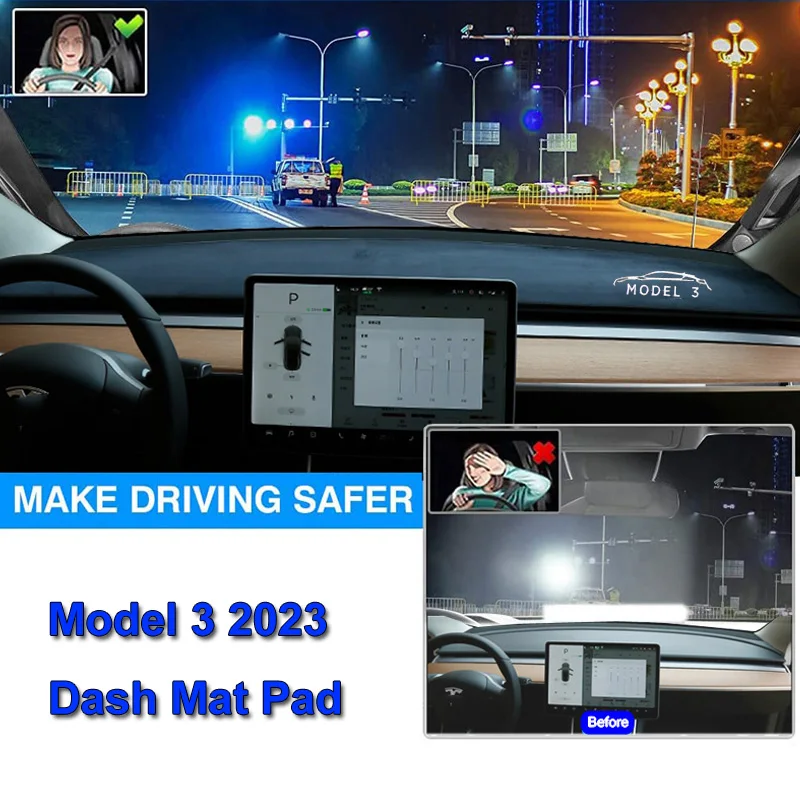 

For Tesla Model 3 2023 2022 Car Dashboard Cover Mat Sun Shade Pad Carpets Rug Protector Interior Accessories