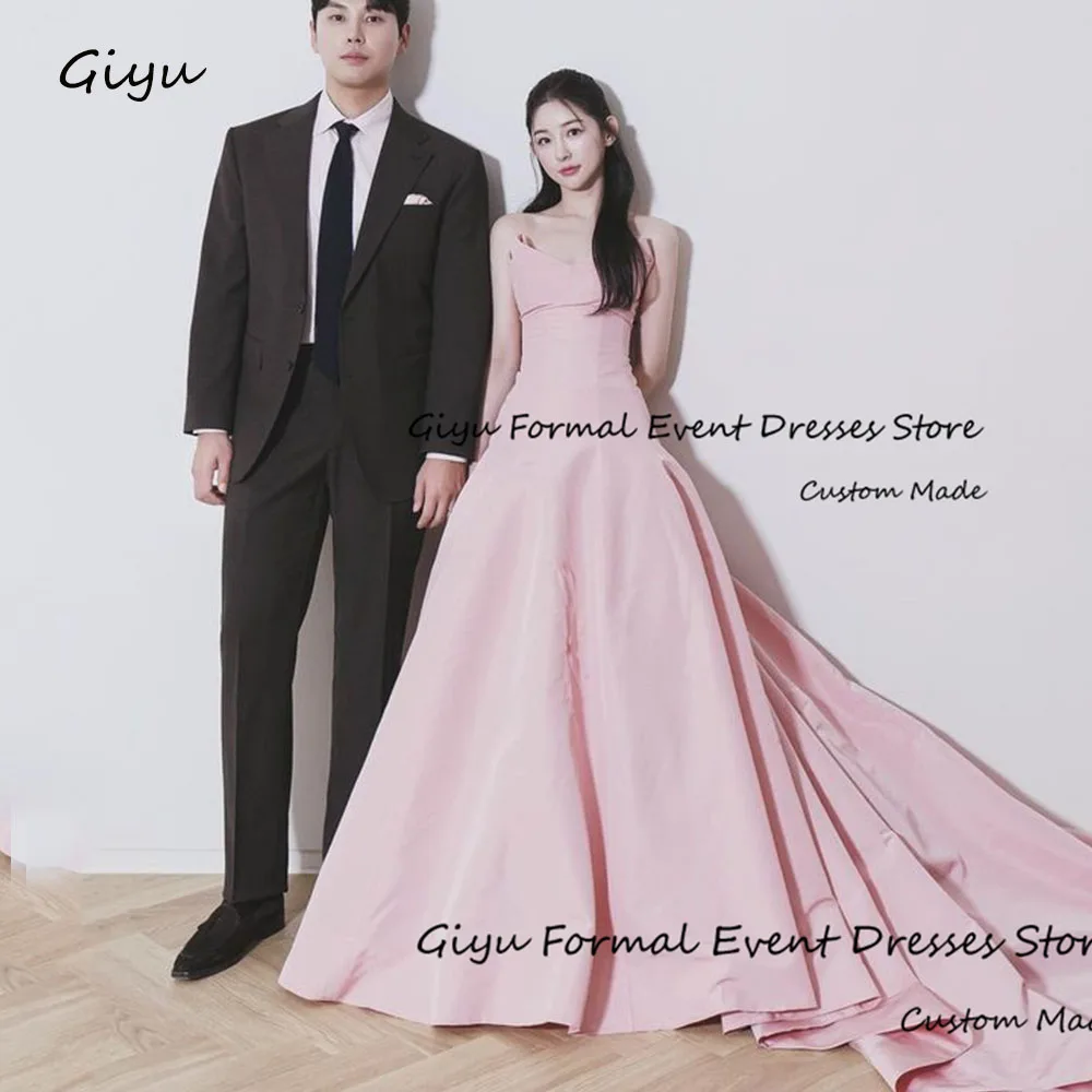 

Giyu Pink A-line Korea Wedding Dress Photo Shoot Sleeveless Floor-Length Bridal Gown Draped Vestidos De Novias 2024