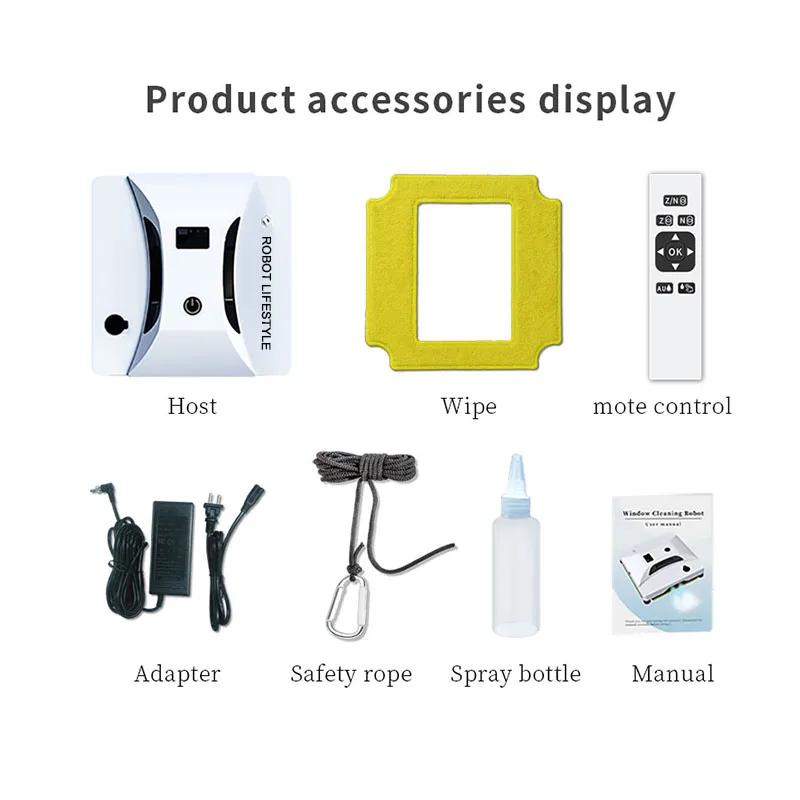 Window Robot With Water Spray High Suction Electric Glass Cleaning Wiper Anti-falling Remote Control Robotic Vacuum Cleaner 4
