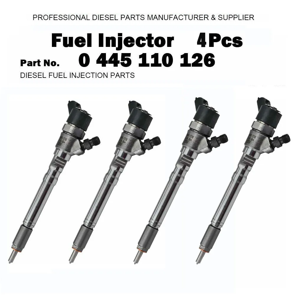 4PCS 0445110126,0 445 110 126 Diesel Fuel Injector for Hyundai Santa Fe