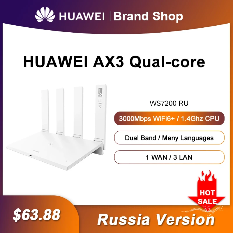 Versione Russa Router Wifi Originale Huawei Ws7200 Router Wireless Multiutente 3000Mbps Ax3 Pro Wifi 6 + 2.4Ghz 5Ghz Dual Band