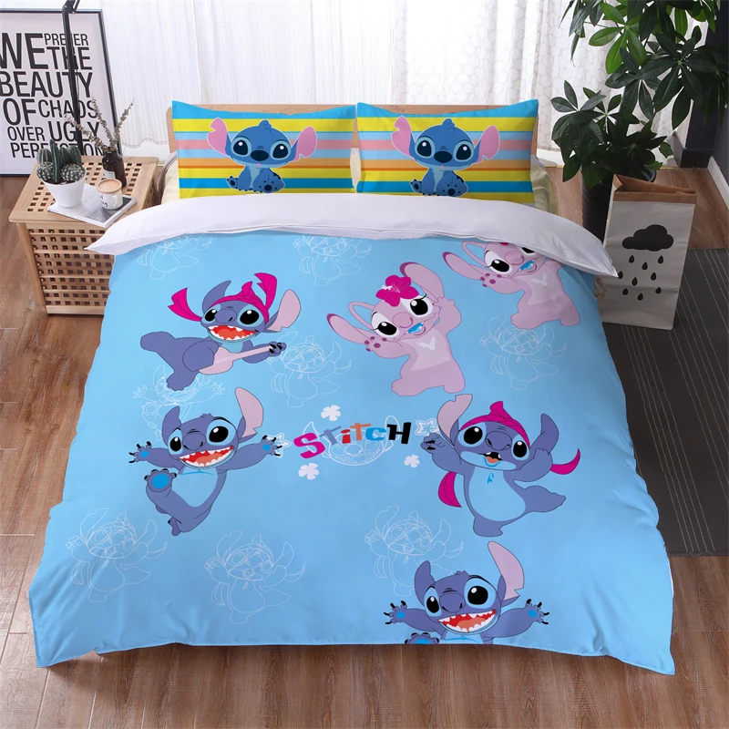 Lilo & Stitch Disney Cartoon Bedding Set Print Duvet Cover Sets Pillowcases Home Textile Children Boys Girls Bed Set Bedclothes 