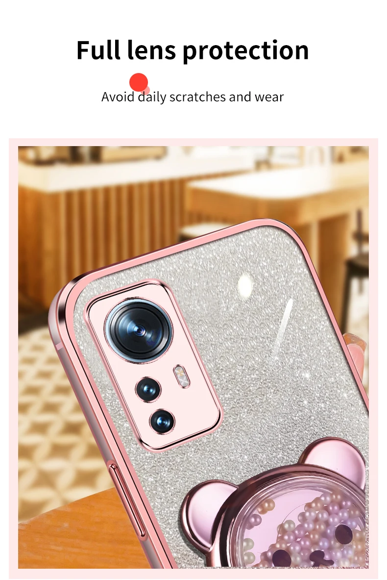 Coque de téléphone avec support à paillettes, ours mouvant, pour Xiaomi Mi Pro Lite 11 lite 11t 12 12t 11pro, mi11lite, Mi12, mi11_voghion.com