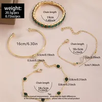 4Pcs/Set Fashion Snake Green Gemstone Bangle Rhinestone Full Metal Bracelet For Women Birthday Party Christmas Gift Jewerly 6