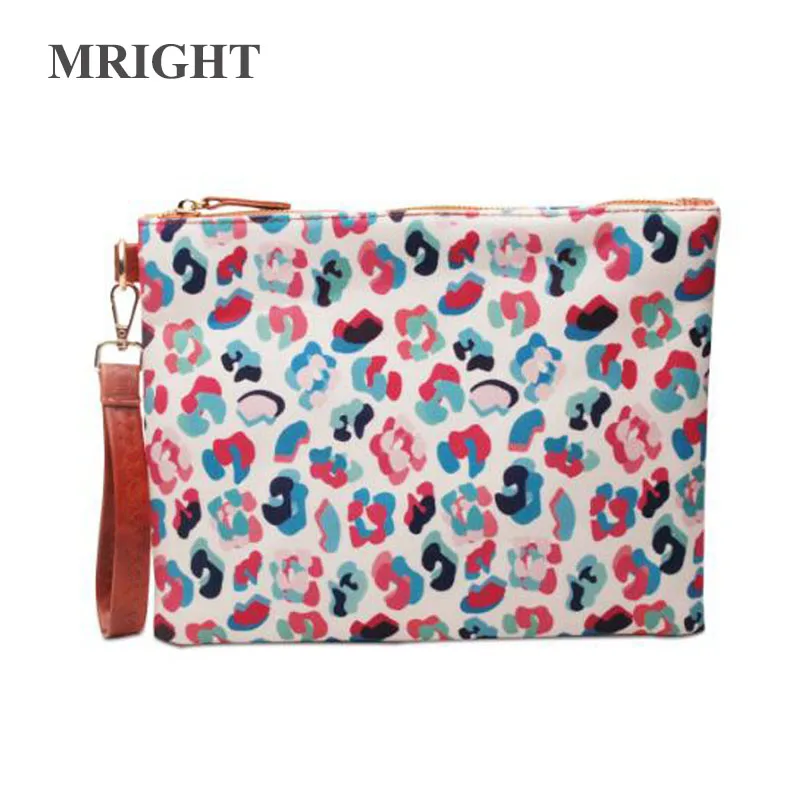 

Women Rainbow Leopard Wristlet Clutch Bag Luxury Envelope Wallet Multicolor Cosmetic Pouch Travel Toiletries Organizer Domil105