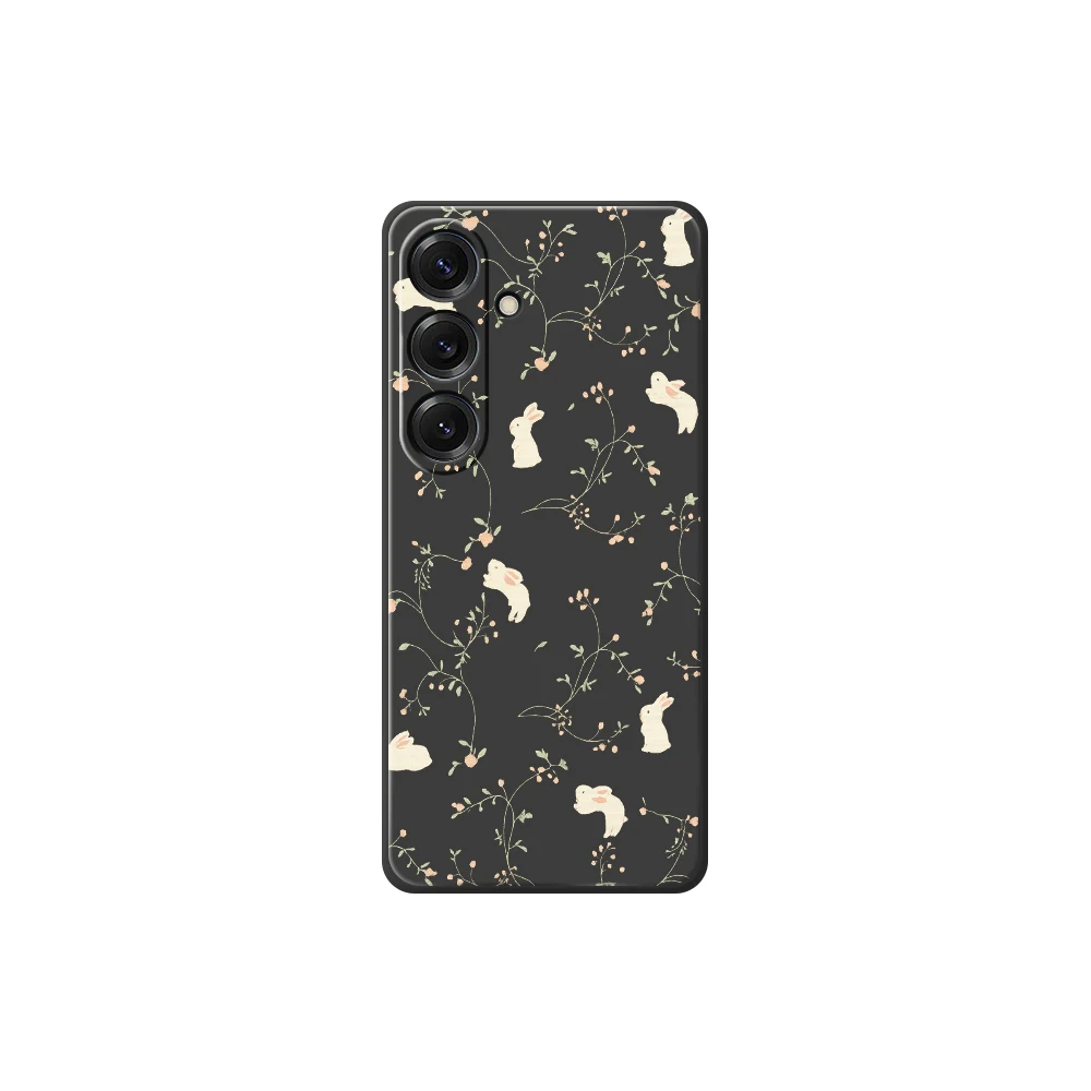 Charming Rabbit and Floral Soft Phone Case