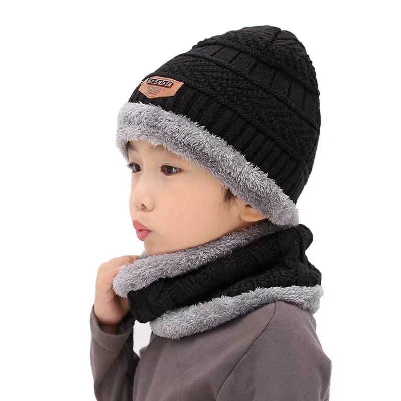 

Coral Warmer Baby Boy Hat Scarf Set Winter Beanie Knit Cotton Warm Caps Soft Hat For Children Girls Hip Hop Caps Шапка Детская