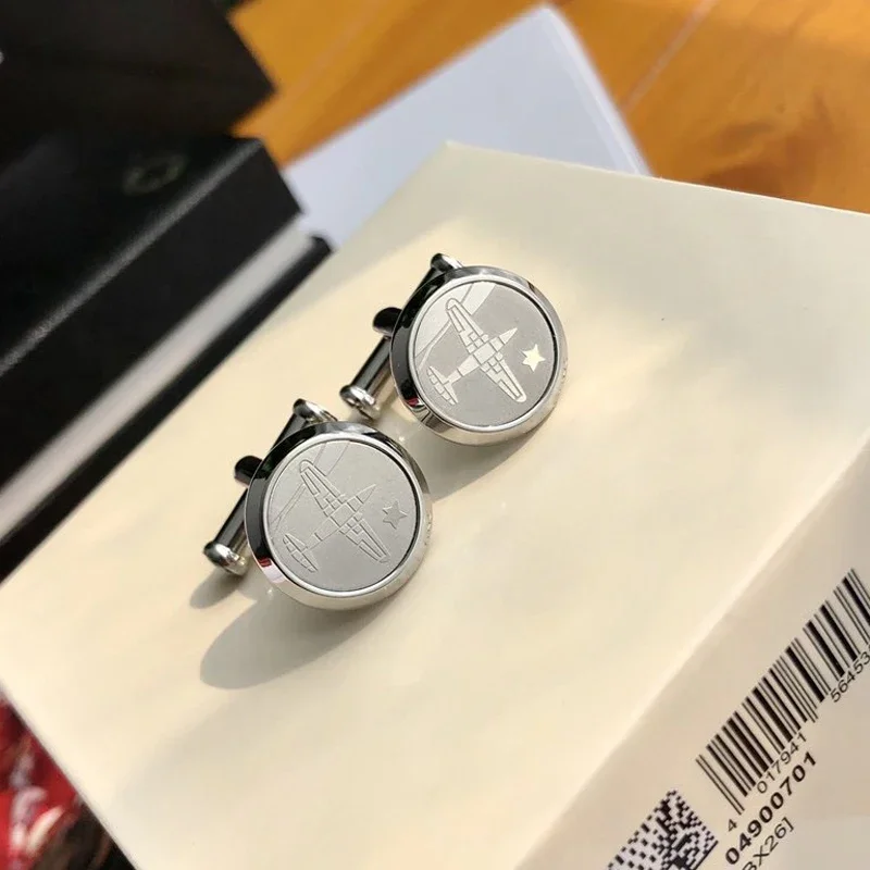 Cuff Links MB Round Designer 1:1 Little Prince Astronaut Pattern Black Man Shirt Cufflinks Classic Buttons With Box Set