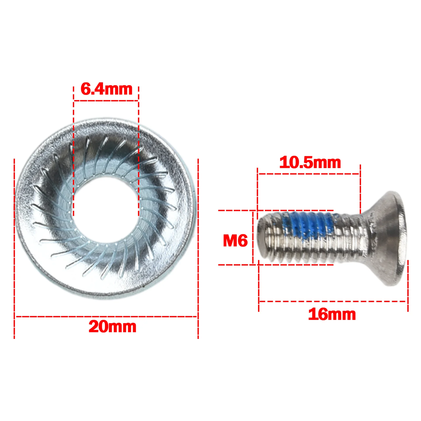 8pcs Snowboard Fixed Screw M6 Skis Binding Washer Snowboard Fixed Screw Anti-Slip Feature Accessories 2