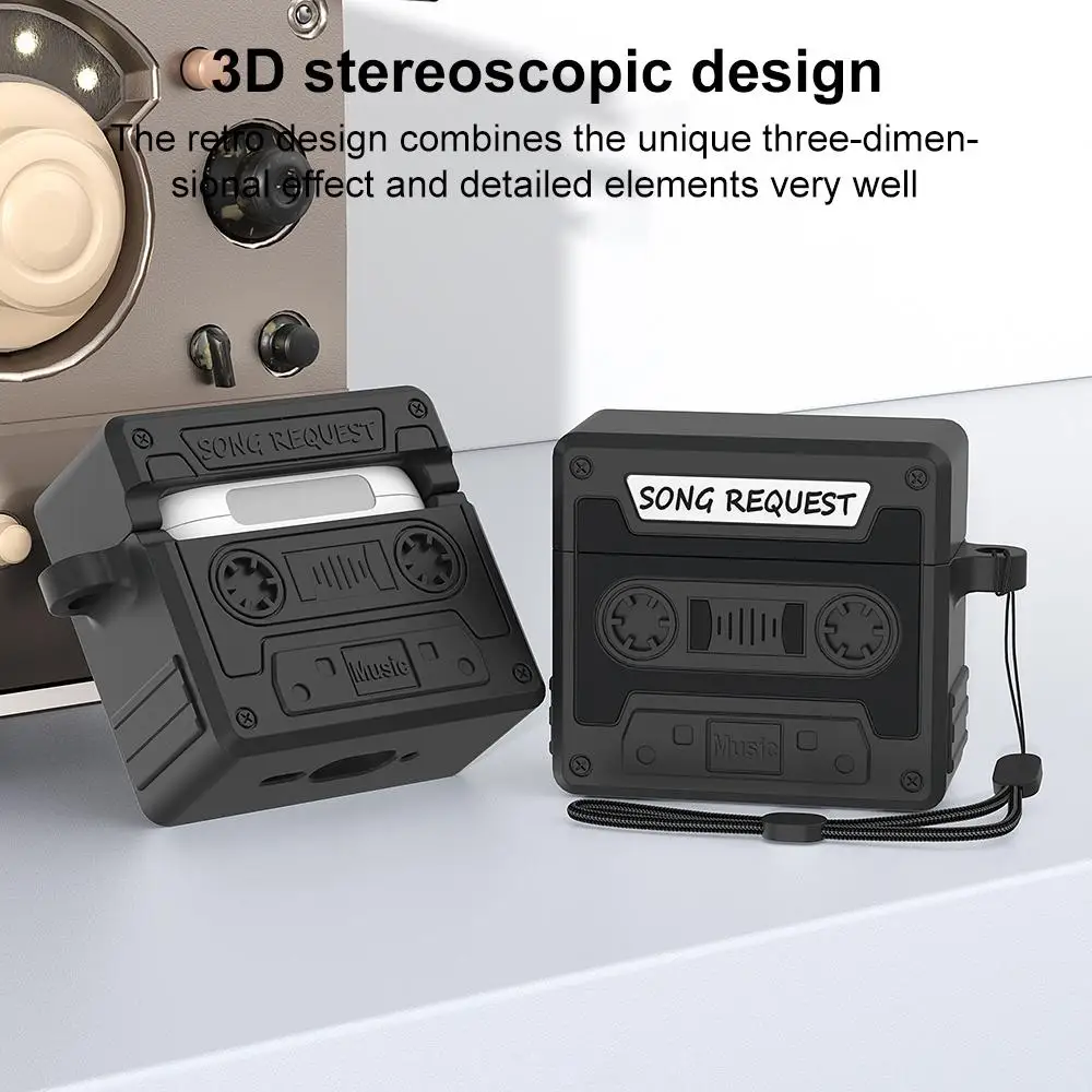 Retro Cassette Style Silicone Earbuds Case - Enhanced Protection with Vintage Flair