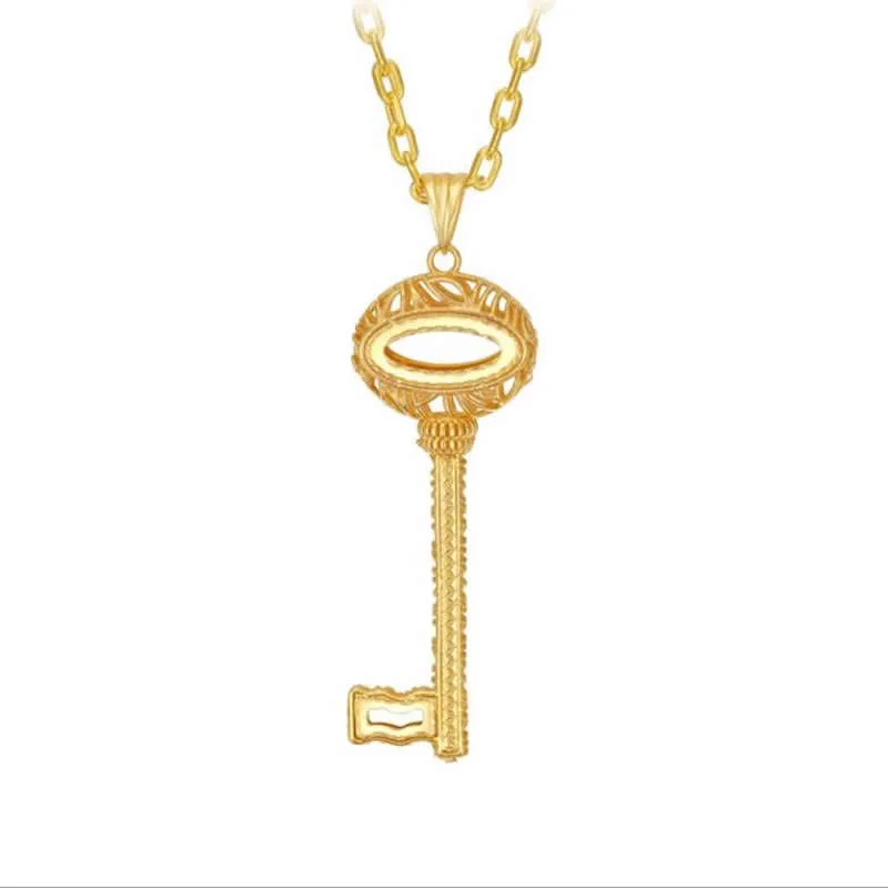 

Pure 18K Yellow Gold Pendant Women AU750 Gold Hollow Key Necklace Pendant