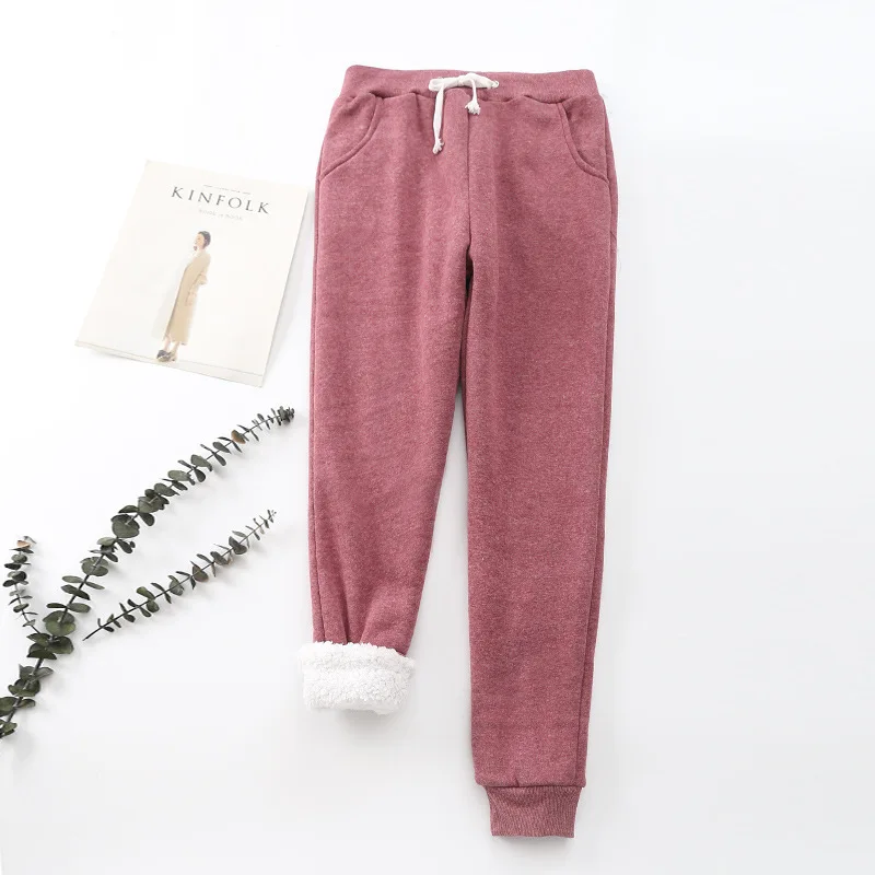 Women Pants New Loose Warm Fleece Pants Casual Harlan Pants Versatile Straight Trousers Women Long Sweatpants High Waist Pants