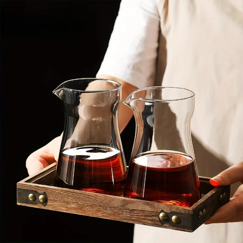 إبريق قهوة زجاجي 17 أونصة/500 مللي مع طبقة خشبية م...