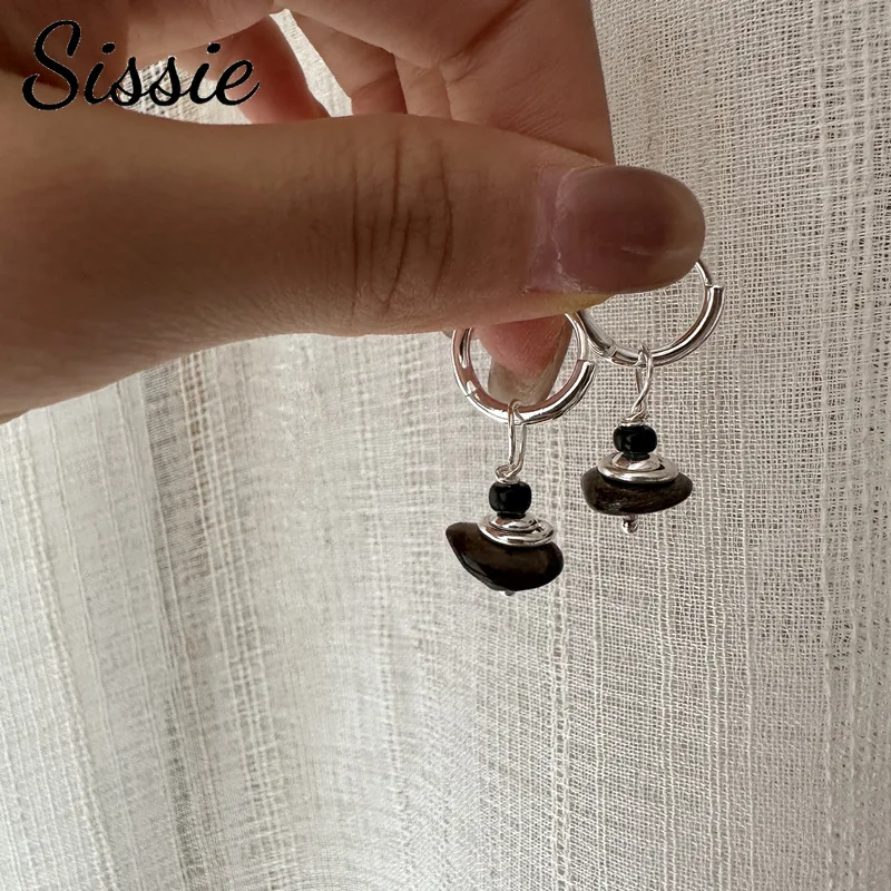 

Fashion Versatile Style Sterling Silver Handmade Twisted Stone Jewelry Earring Woman Simplicity Hoop Earrings Party Wedding Gift