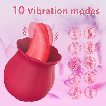 Vibrators Rose Sucking Tongue Licking Clit Nipple Sucker for Women Clitoris Stimulator Oral Pussy Licking Sex Toys Sex Products 3