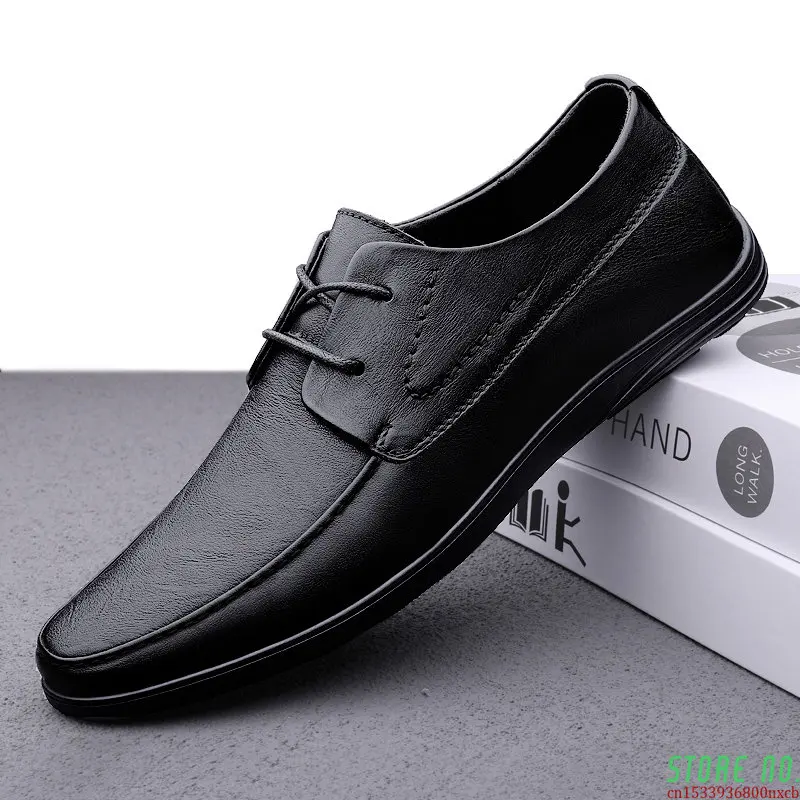 

Men Fashion shoes genuine Leather Shoes Lace Up Trendy British Style Mens Low-Cut Leisure Official Party Brand Design Shoes men