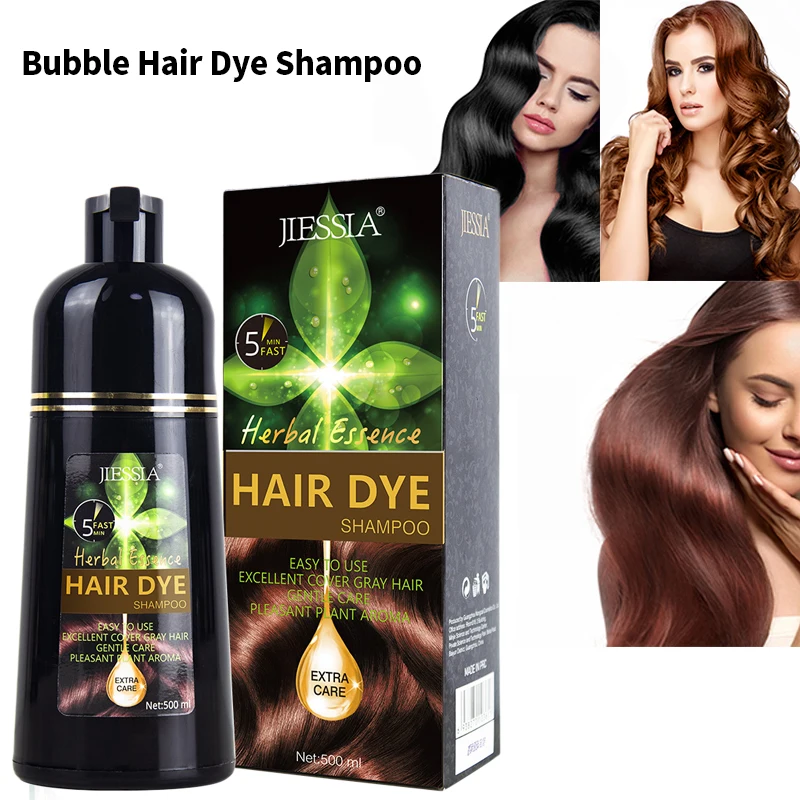 

500ml Botanical Bubble Hair Dye Shampoo Gentle One Black One Wash Color Popular Color Healthy Hair Dye Cream Covering White Hair