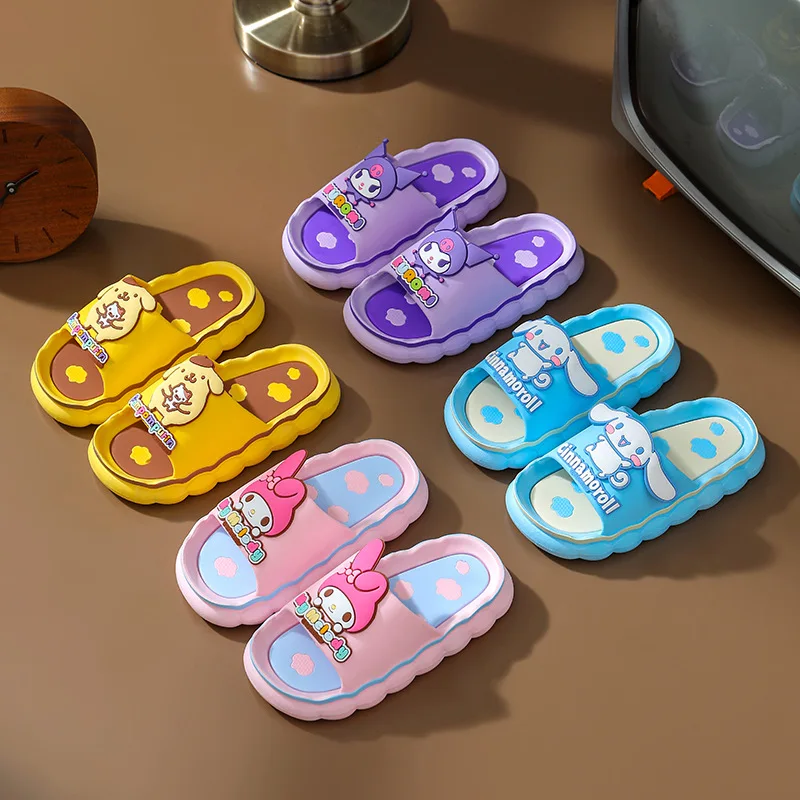 

Cute Sanrio Children Slippers Kuromi Hello Kitty Cinnamoroll Kids Summer Soft Soled Sandals Boys Girl Non Slip Indoor Shoes Gift