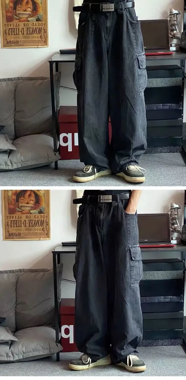 Wide Leg Pants Men's Baggy Jeans Trousers Denim Pants - Uniqwear