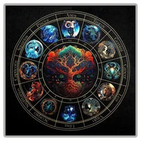 Tarot Altar Cloth with Zodiac Signs and Tree of Life Celestial Tarot Deck for Tarot and Oracle Card Readings 1