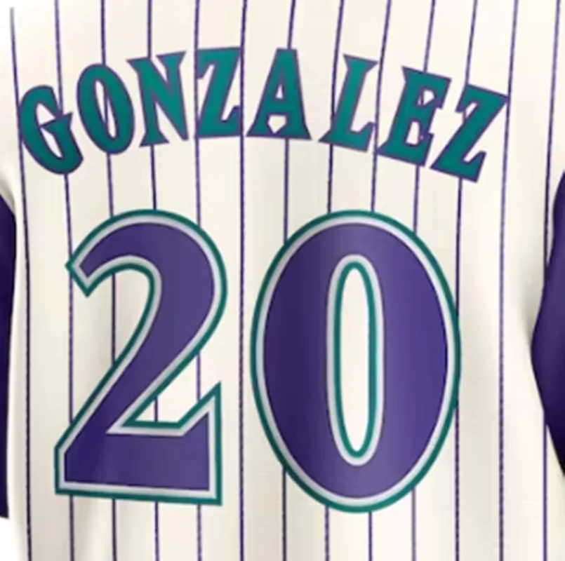 thumbnail image 1 of Camisetas de béisbol de la famosa marca Arizona con bordados para hombres, mujeres y jóvenes, personalizadas #8 DAWSON #4 MARTE #7 GARROLL #20 GONZALEZ #51, 1 of 5