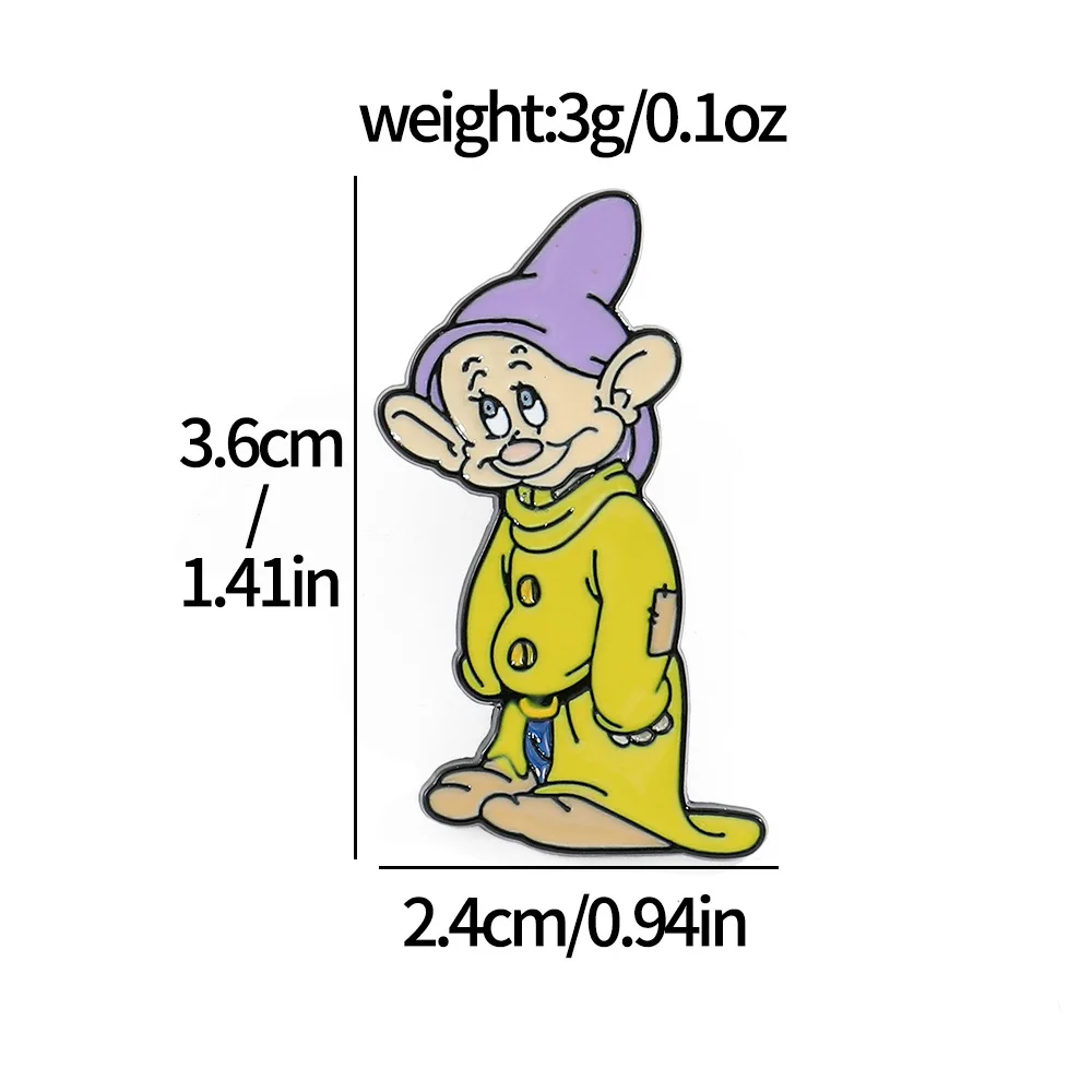 New cartoon creative Snow White brooch magic mirror poison apple dwarf metal badge accessory clip