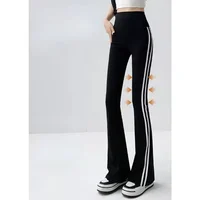 Fashion Stripe Flared Shark Pants Female Thin Style Leggings High Waist Hip Liftting Workout Running Skinny.jpg