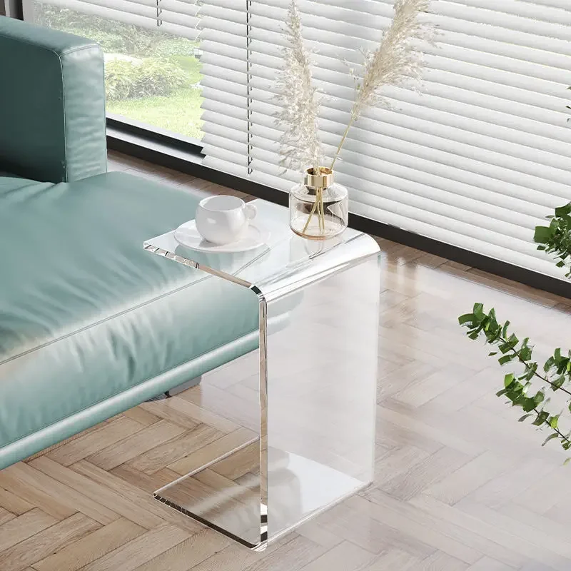 Luxury C-shaped Acrylic Transparent Side Table Sofa Bed Corner Net Red Simple Living Room Balcony Storage Coffee 12 Thick