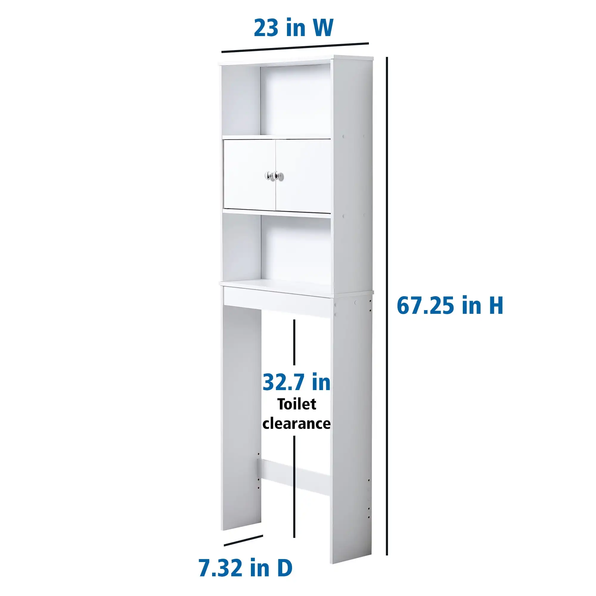Over-The-Toilet Bathroom Space Saver Storage Cabinet, 3 Shelves, White 2