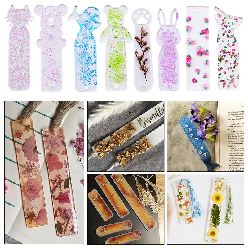 SMI 1 Set Silicone Bookmark Mold Epoxy Resin Molds Buy 1 Get 10 Free, Cute  Animal Shapes With Tassel for Resin Crafts DIY Design