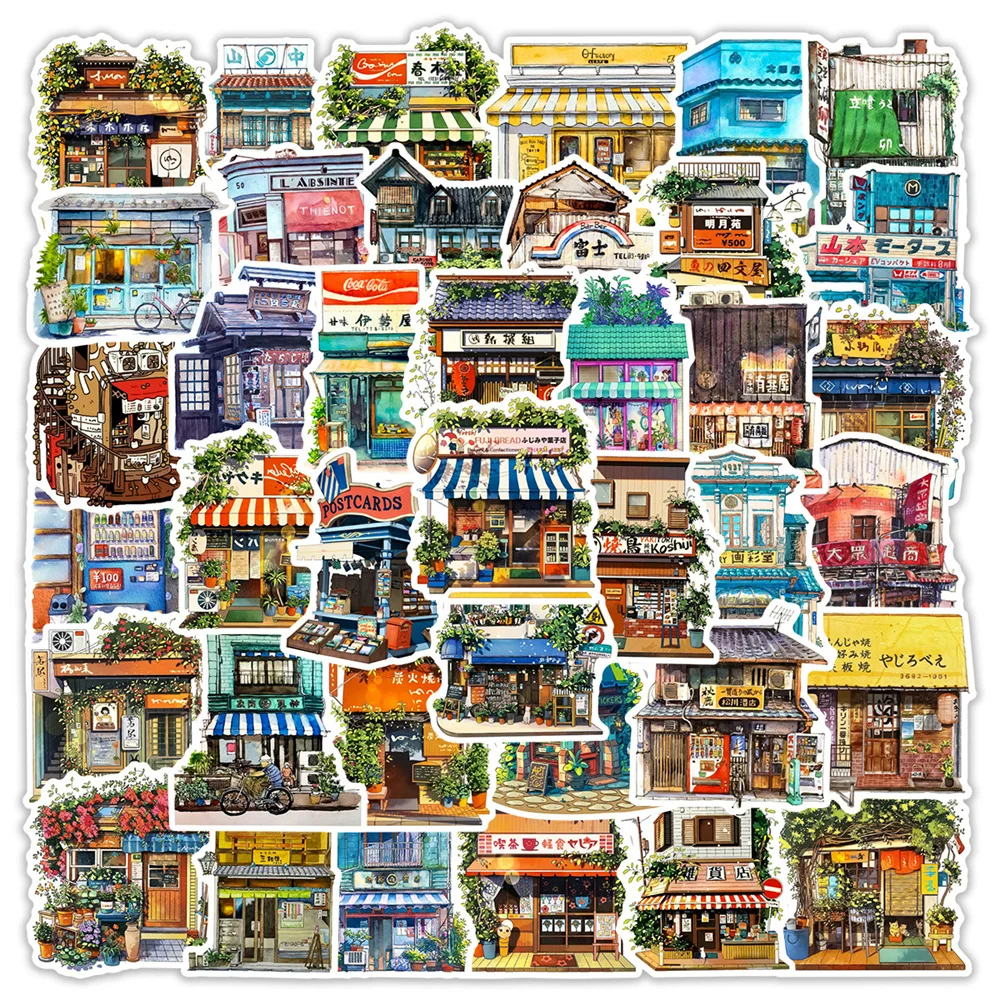 

10/30/50PCS Commissary Convenience Store Retro Graffiti Waterproof Sticker Cartoon Creative Decorative Decal Water Cup Wholesale