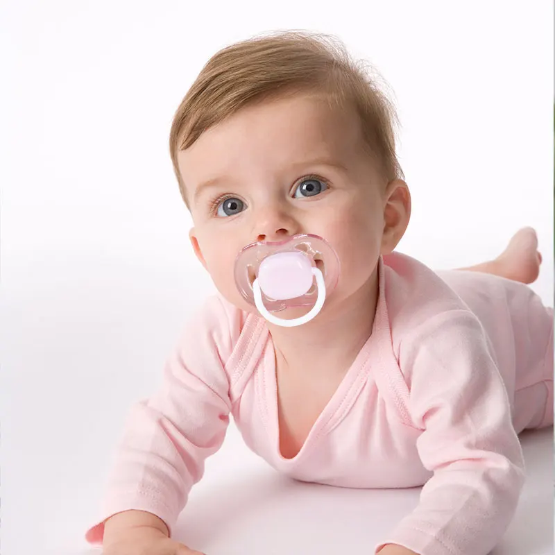 Silicone pacifier Pacifier holder Bottle accessories 1pc Baby Pacifier With Dust Cover Lid Nighttime Flat And Day Round Silicone Nipple PP Lid And Handle PCTG Baffle Soft Soother