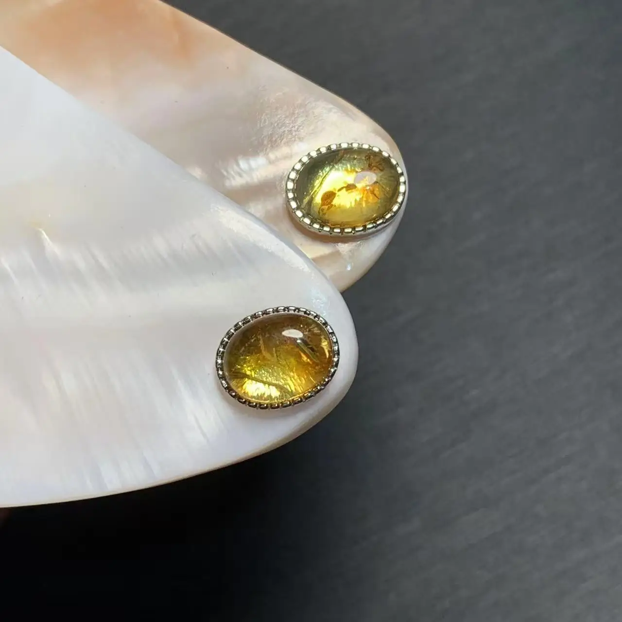 MM Natural Amber 925 Sterling Silver Stud Earrings for women Jewelry Gift Prevent allergy gem jewelry Genuine red stone