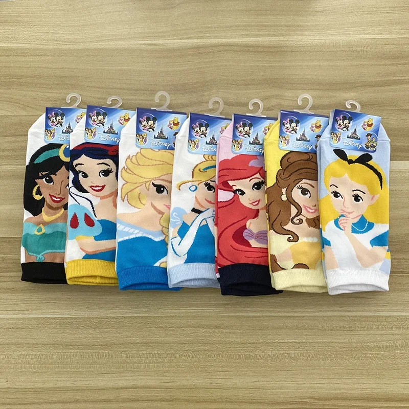 Disney cute children's princess socks mermaid princess anna snow white cute cotton non-slip shoes cartoon socks new