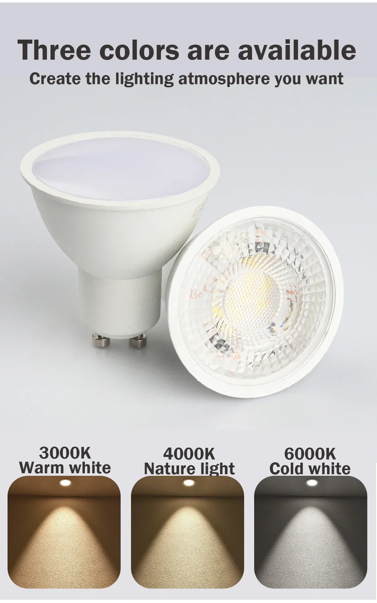 Description Picture 4 of item2pcs GU10 Spotlight No Fliker 5W 6W 7W 8W 9W LED Bulb GU10 AC220V 120V Replace 50w halogen lamp for home Lighting derection