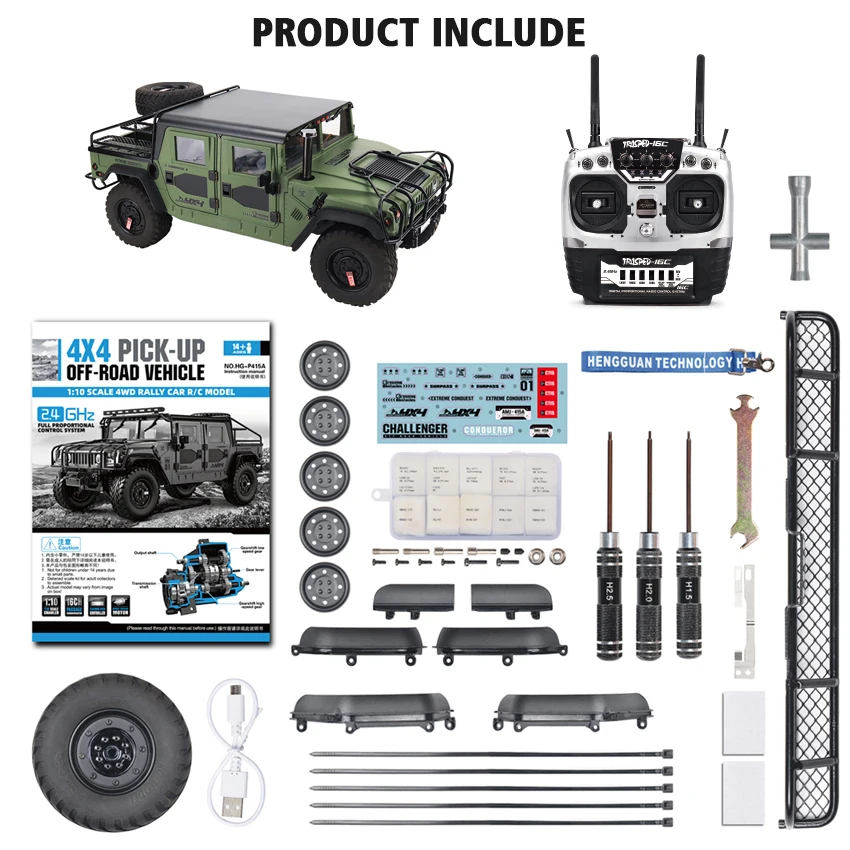 HG P415A 1/10 4*4 RC Off-road Vehicle for Pick-up Remote Control Crawler Car Model Toys TH21810 3