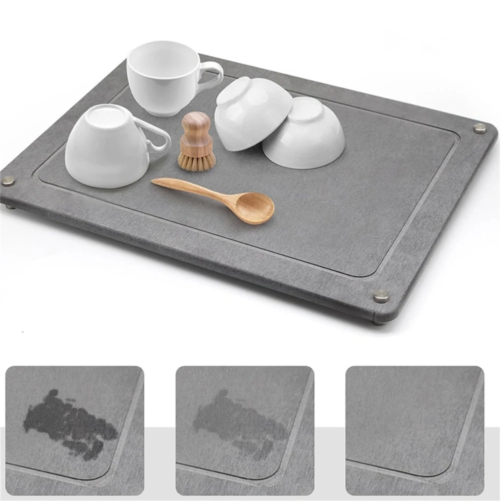

30x40cm Diatom Mud Coaster Non-slip Water-absorbent Quick-drying Kitchen Supplies Kitchen Storage