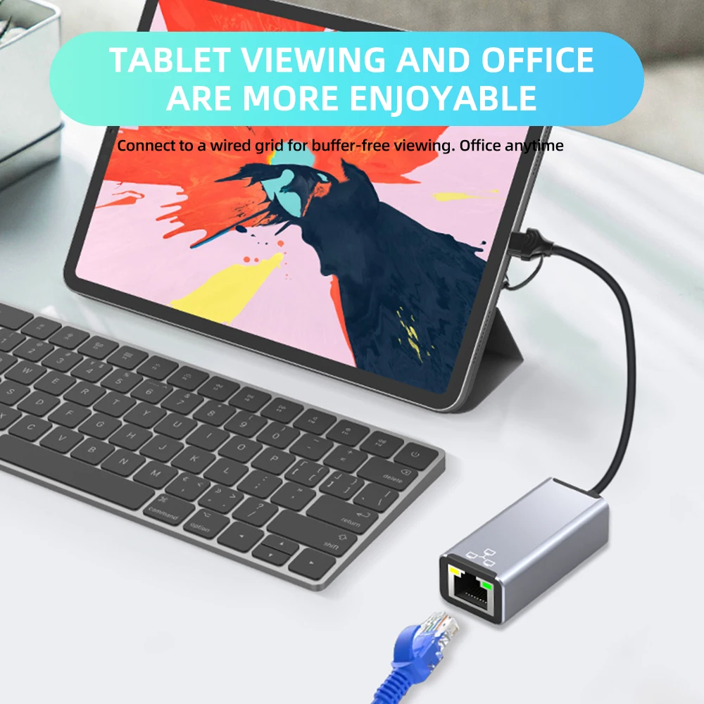 Portable Dual Interface USB 3.0 Wired Network Card Connector 100/1000Mbps Type C To RJ45 Lan For Macbook Laptop Tablet