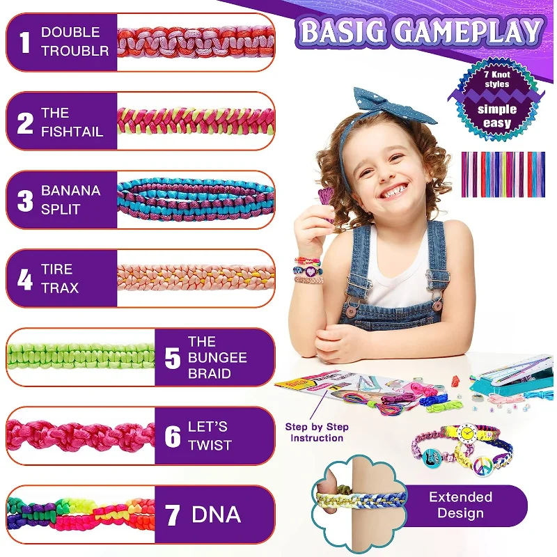Bracelets Make Your Own Craft Set Children Friendship DIY Jewellery Craft Girls Friendship Bracelet Beads Colourful Bracelet Kit