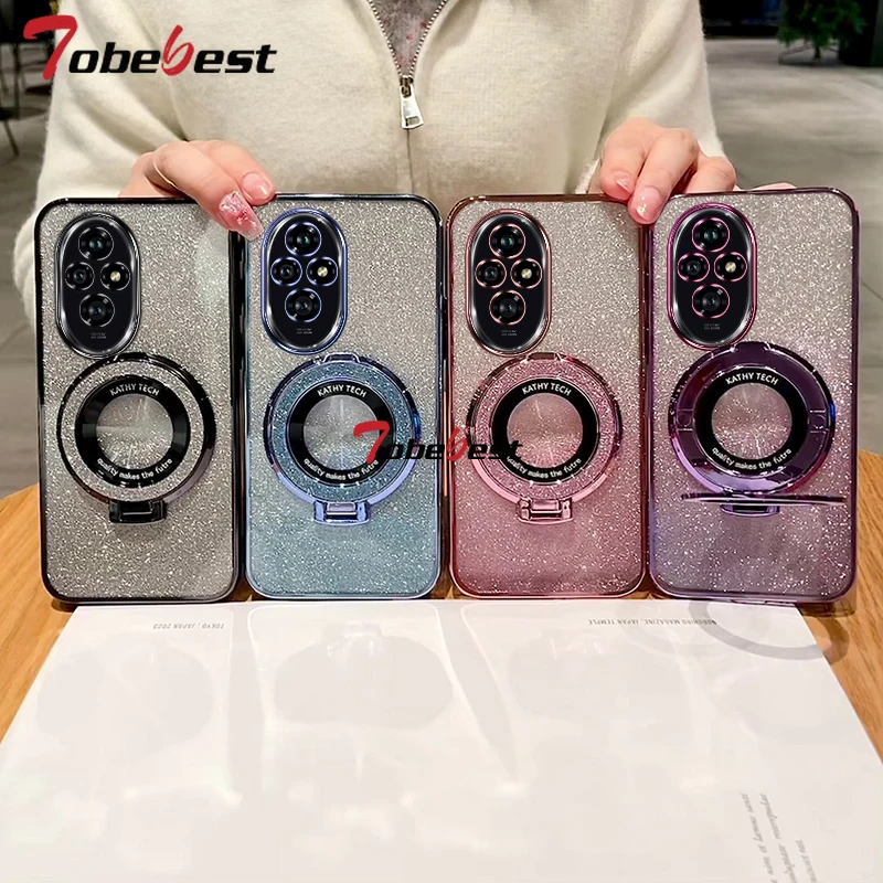 Glitter Plating Magnetic Holder Soft Silicone Phone Case