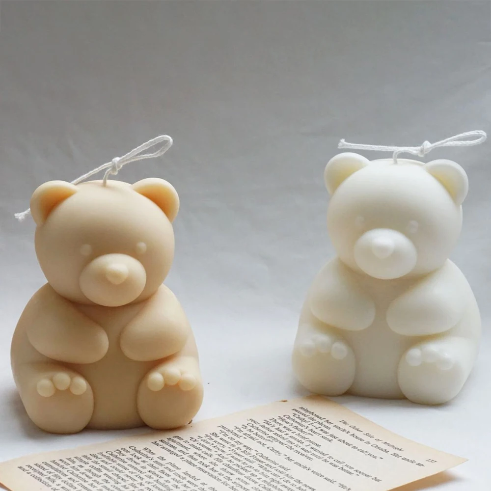 DIY 귀여운 곰 캔들 실리콘 몰드, 수제 초콜릿 아로마 캔들, 왁스 몰드, 홈 장식, 석고 장식 몰드, 3D