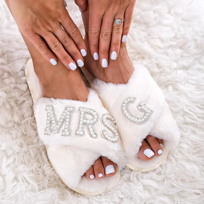 Personalized Mrs Slippers Bridal Shower Customized Wedding Engagement