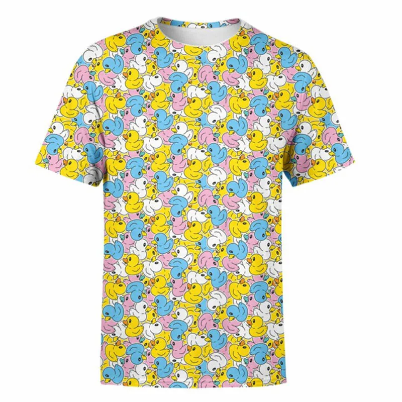 Cartoon Little Yellow Duck T-shirt 3D Print T-shirt Men Women Tshirt Short Sleeve Street Wear O-Neck Top Oversize Fun Tee Tops