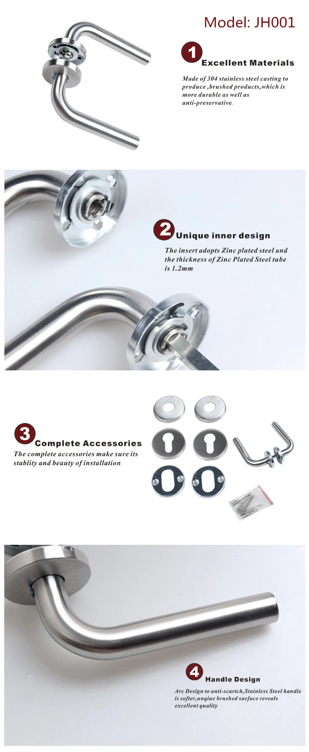 Home Lever, Bloqueio durável, Trava ajustável, Botão